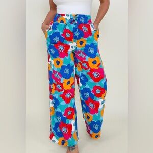 Floral print draw string pants